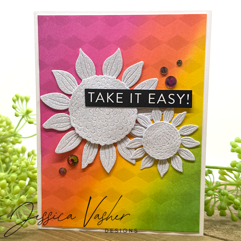 Simon Says Stamp Embossing Folder Cubical Illusion sf469 Rain or Shine Take it Easy Card