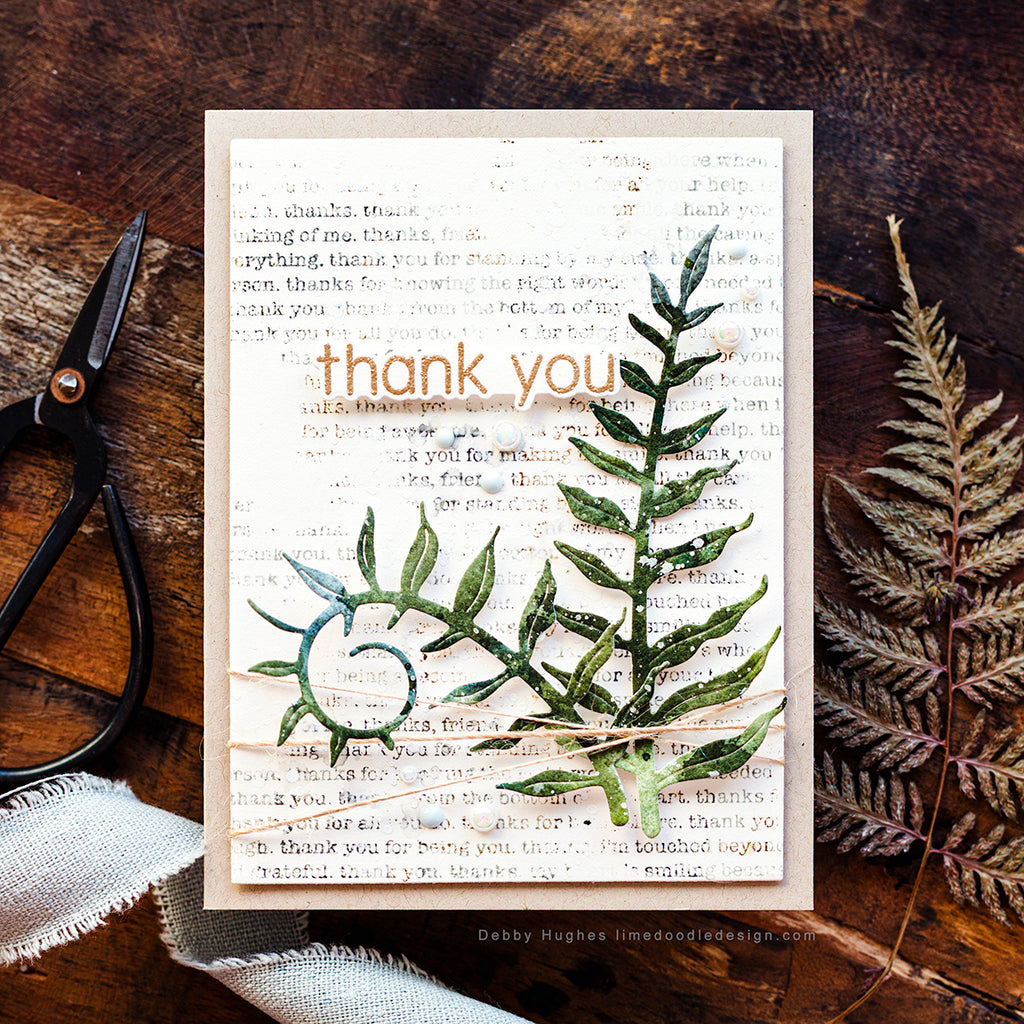 Simon Says Stamp Curled Fern Frond Wafer Dies s1003 Moments in Time Thank You Card | color-code:ALT02