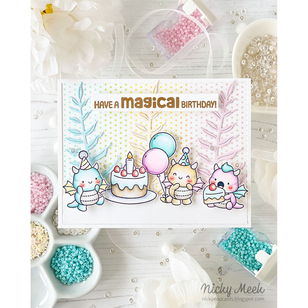 Simon Says Stamp Curled Fern Frond Wafer Dies s1003 Moments in Time Birthday Card | color-code:ALT04