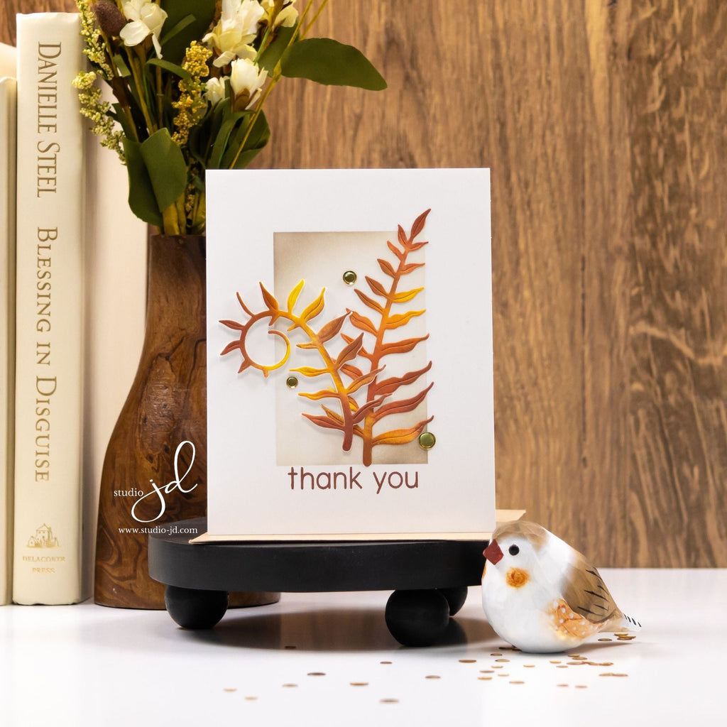 Simon Says Stamp Curled Fern Frond Wafer Dies s1003 Moments in Time Thank You Card | color-code:ALT06