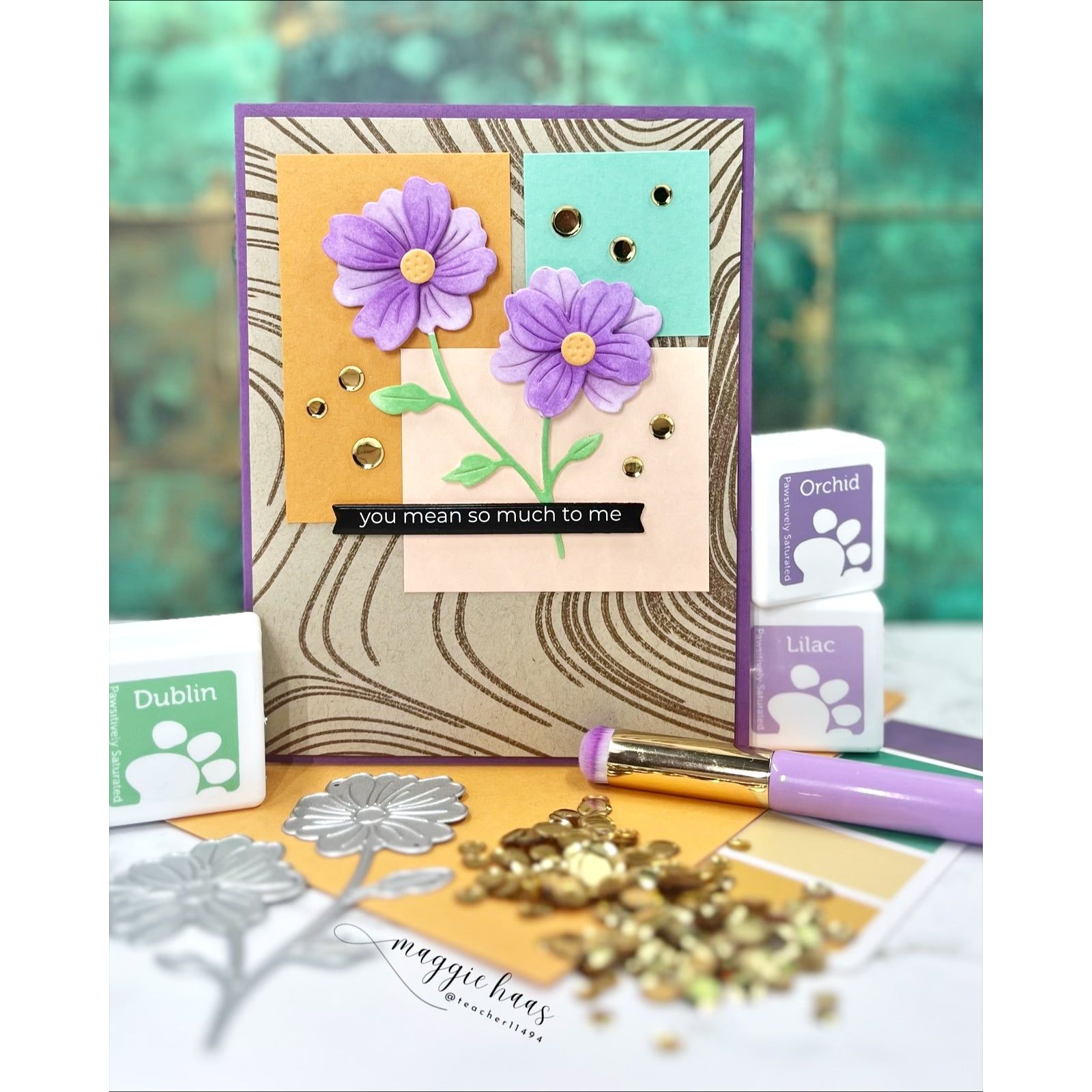 Simon Says Clear Stamp Curvy Background 1279ms STAMPtember Love Card
