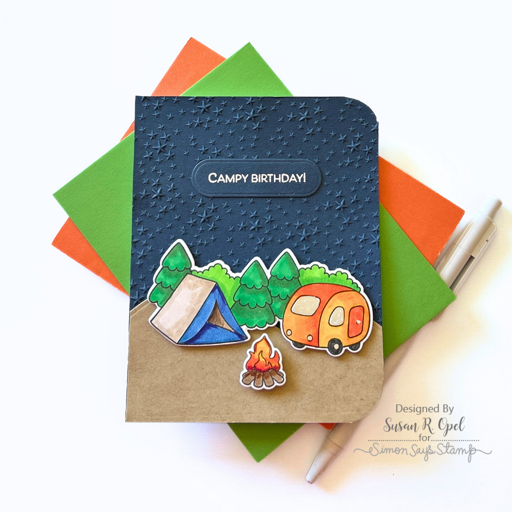 Simon Says Stamp Cute Campers Wafer Dies 1376sdc Happy Camper Birthday Card