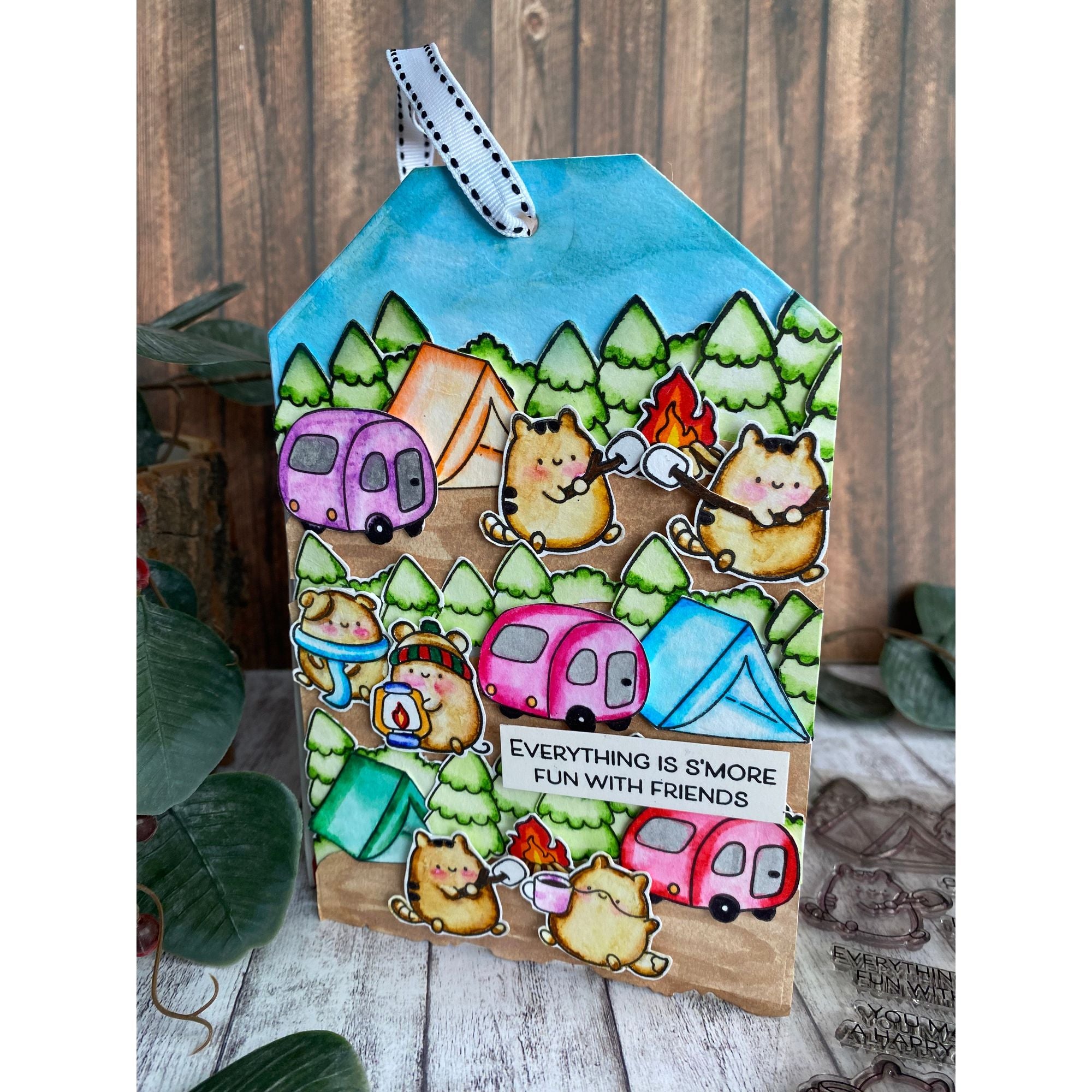Simon Says Stamps and Dies Cute Campers set1024cc Happy Camper Cute Camping Scene for Tag