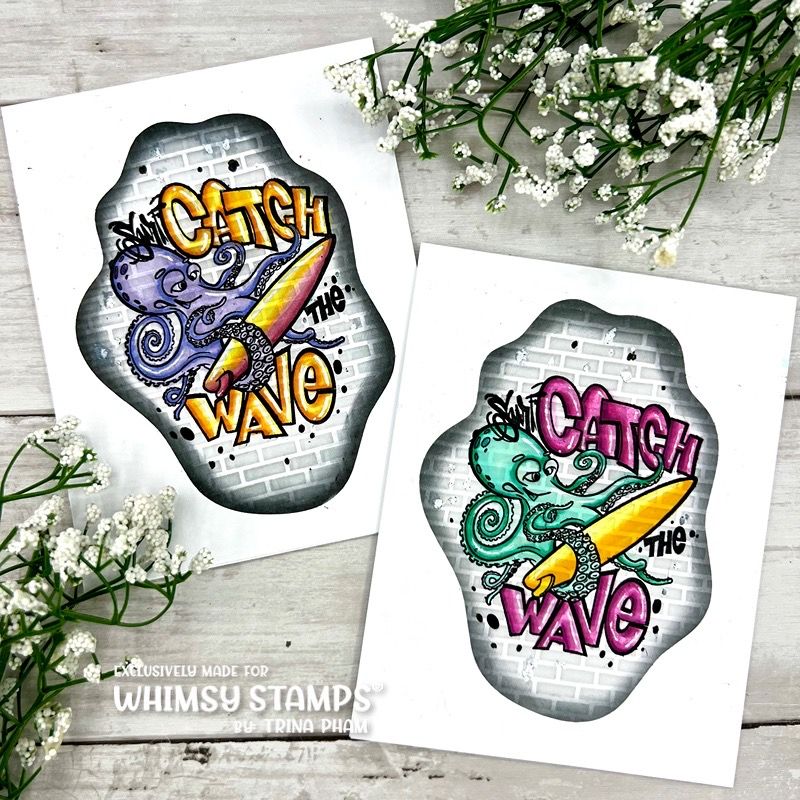 Whimsy Stamps ATC Catch the Wave Clear Stamps CWSD190b surf