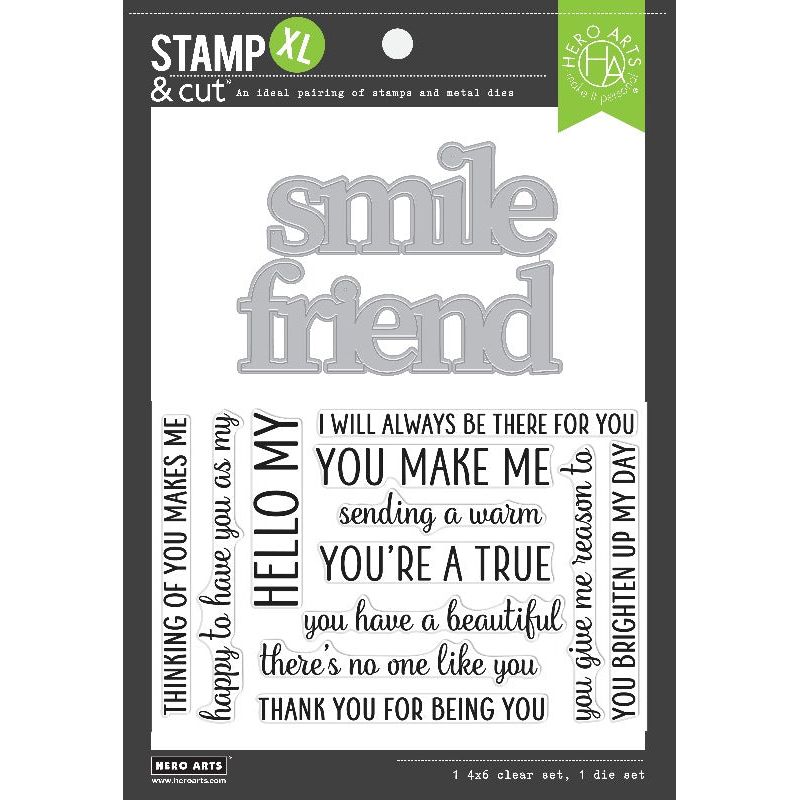 Hero Arts Stamp and Cuts XL Smile Friend Clear Stamp and Die Set dc307
