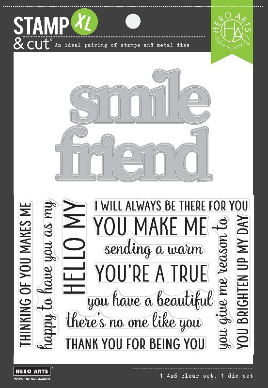 Hero Arts Stamp and Cuts XL Smile Friend Clear Stamp and Die Set dc307