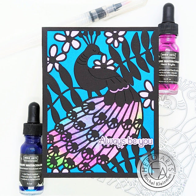 Hero Arts Peacock Cover Plate Die df194 blue pink