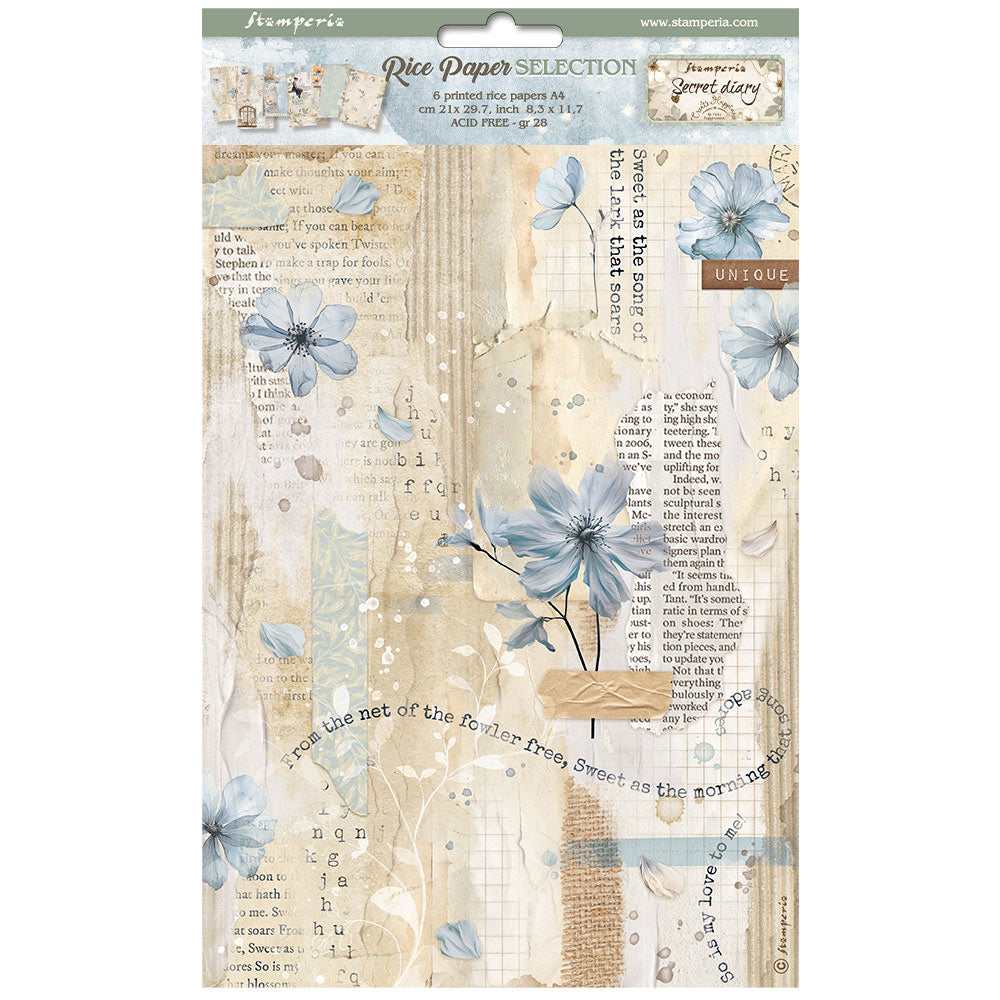 Stamperia Create Happiness Secret Diary Selection 6 Rice Paper A4 dfsa4xsd
