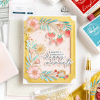 Pinkfresh Studio Berries And Blossoms Stencils 220124 Happy Moments Card
