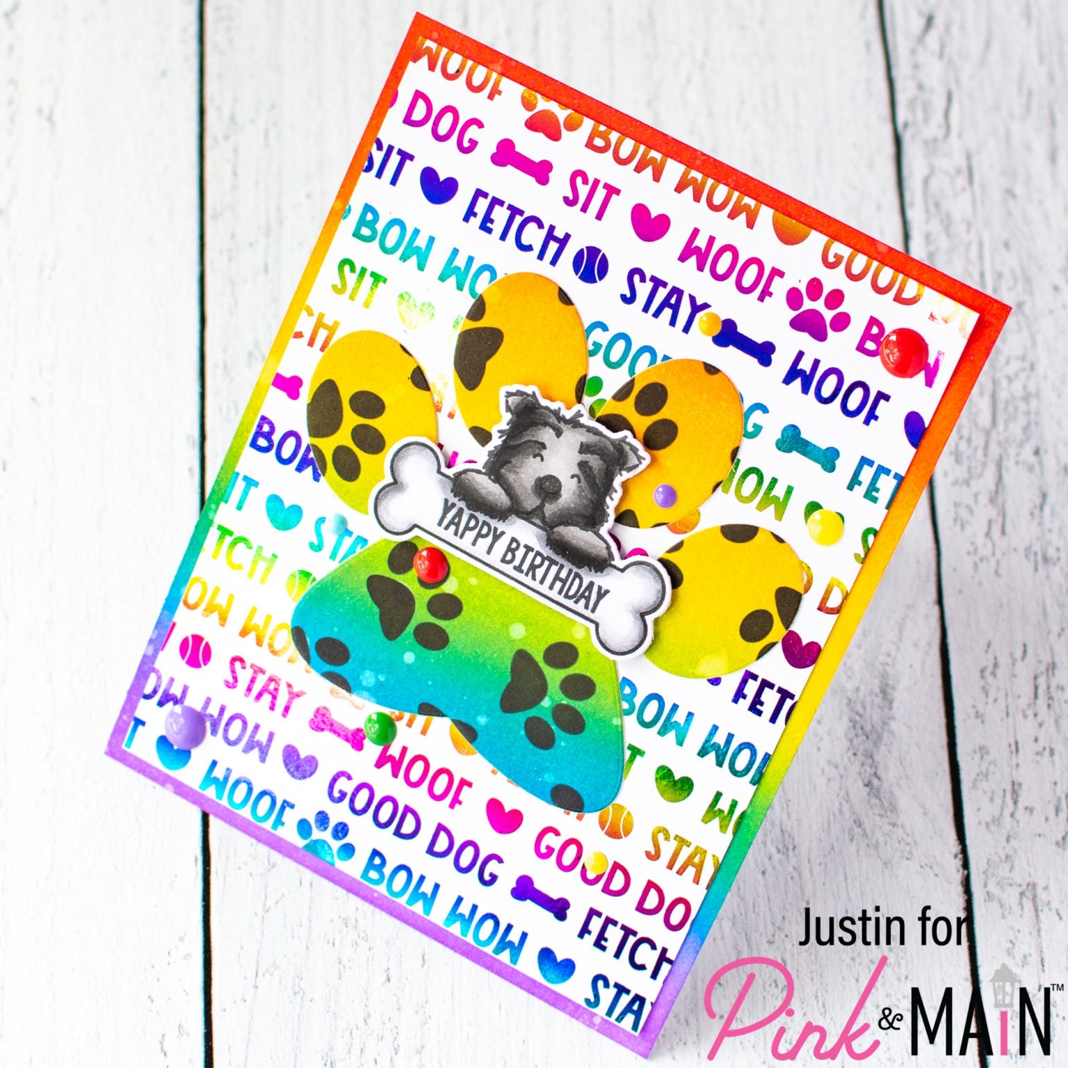 Pink and Main Top Dog Clear Stamps PM0627 yappy birthday