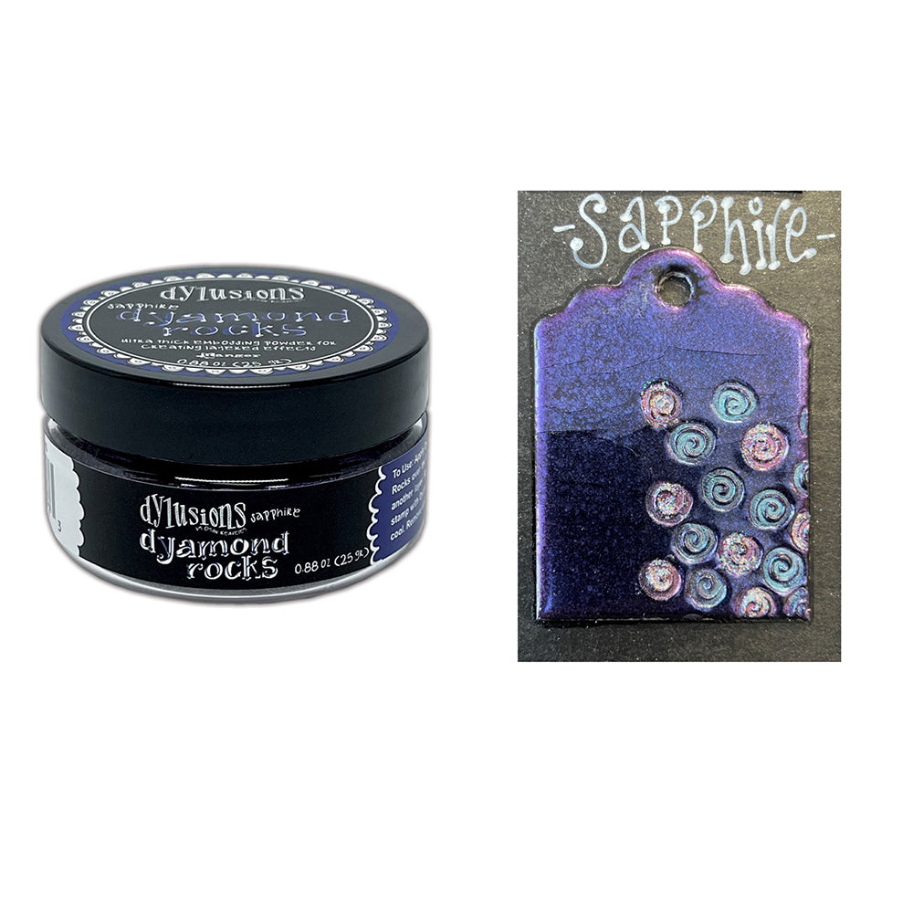 Ranger Dylusions Sapphire Dyamond Rocks Embossing Powder dym89773 Jar and Swatch