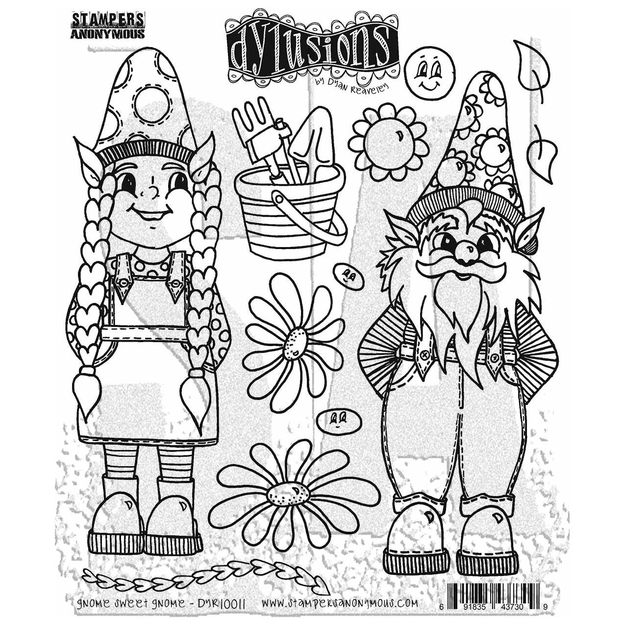 Dyan Reaveley Dylusions Gnome Sweet Gnome Cling Stamps dyr10011*