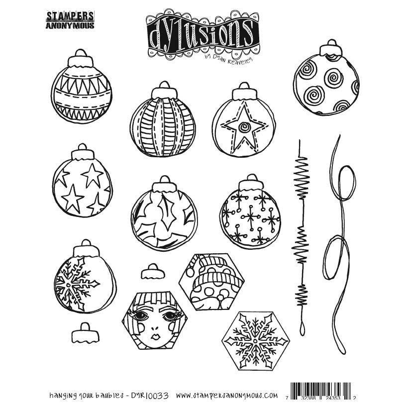 Dyan Reaveley Dylusions Hanging Your Baubles Cling Stamps dyr10033