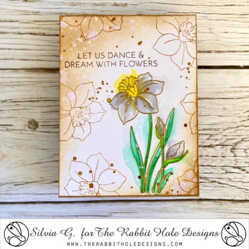 The Rabbit Hole Designs Daffodil Clear Stamps trh-228 flower background