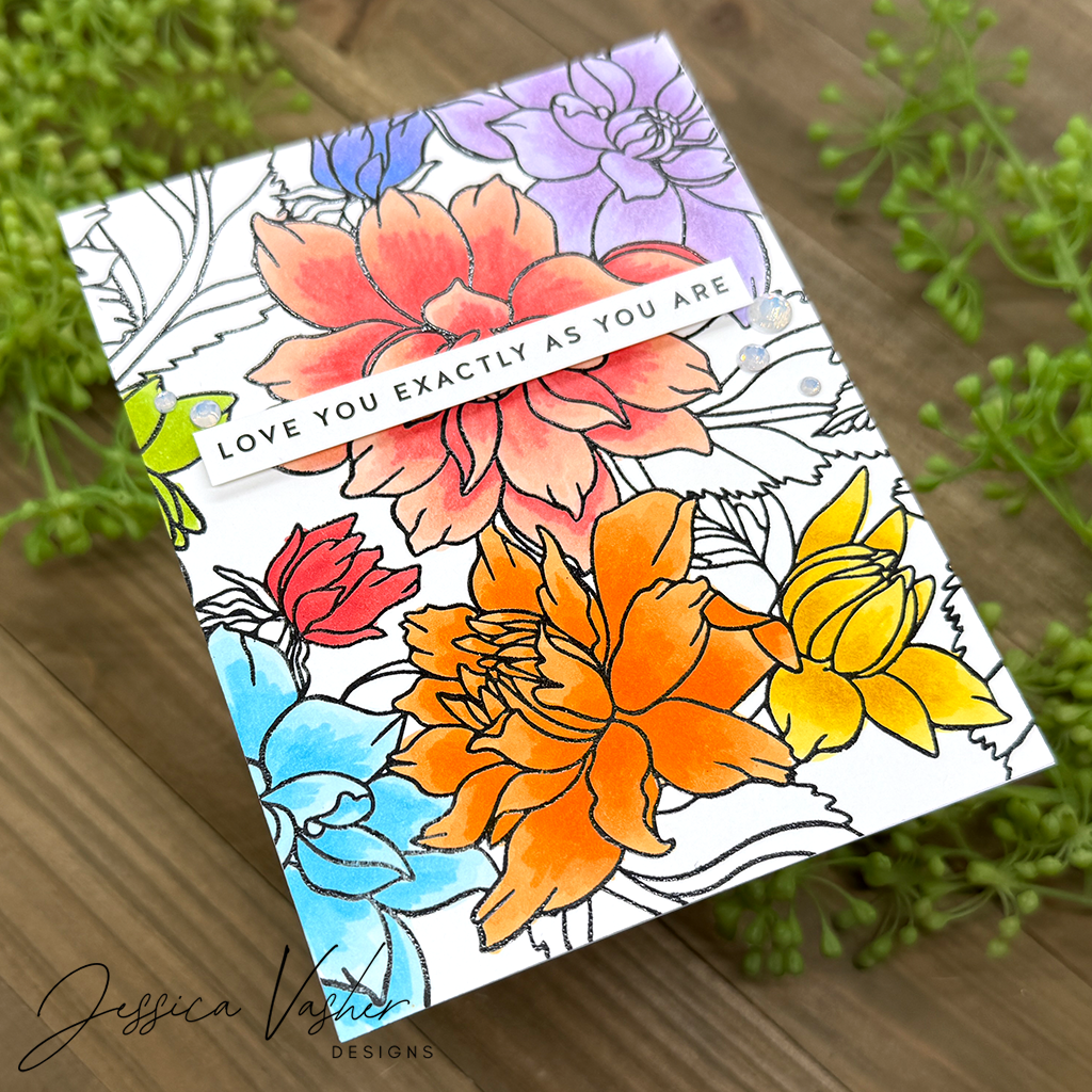 Simon Says Clear Stamp Dahlia Background 1224ss Friend Like You Love You Card