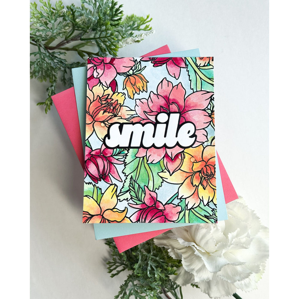 Simon Says Clear Stamp Dahlia Background 1224ss Friend Like You Smile Card