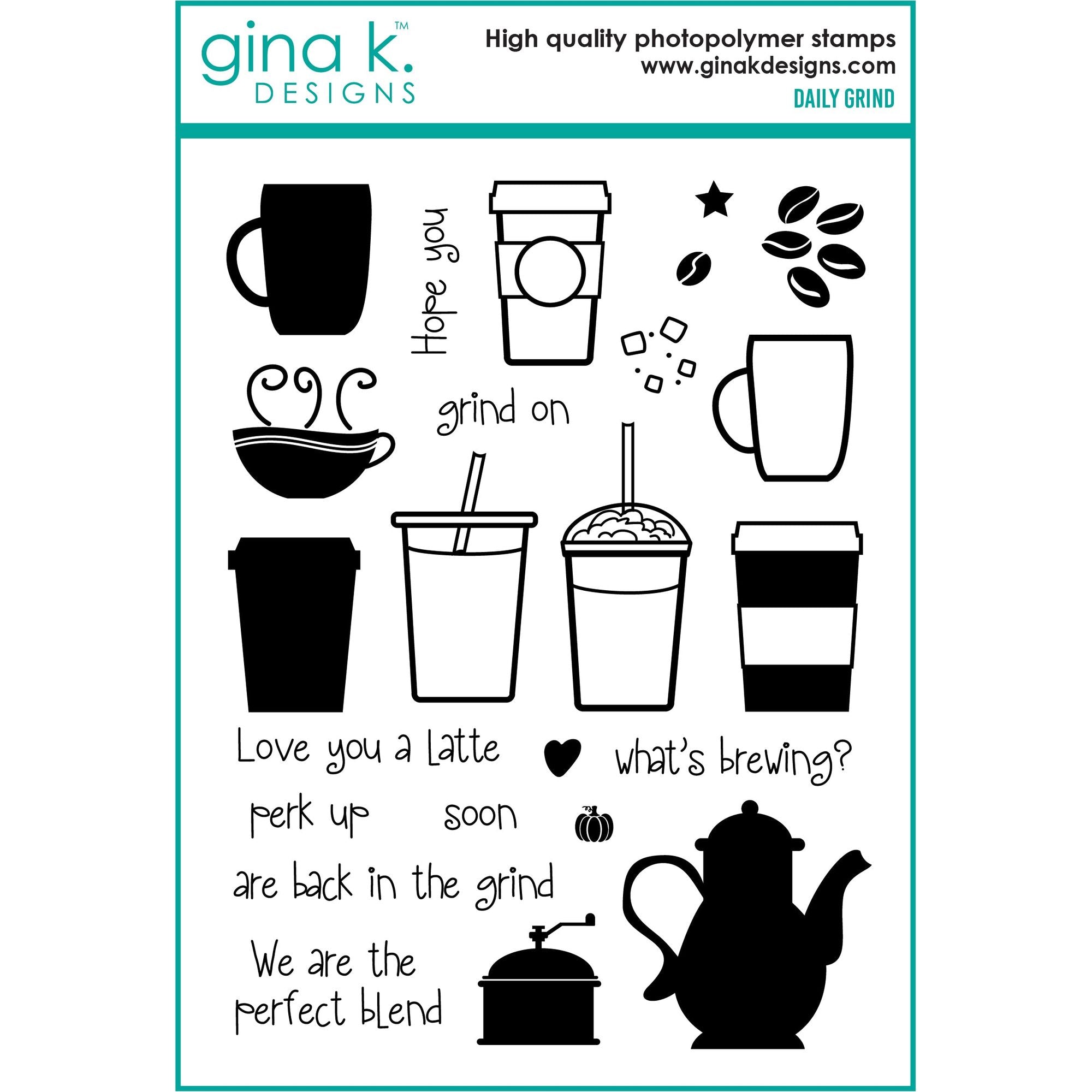 Gina K Designs Daily Grind Stamps and Dies Bundle bsdie0437 STAMPS