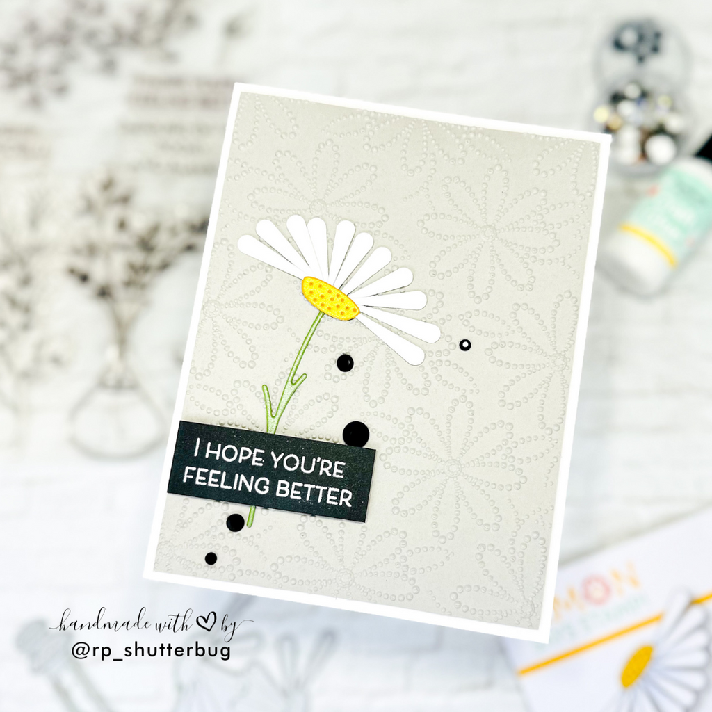 Simon Says Stamp Embossing Folder Dainty Dotted Daisy sf504 Friend Like You Get Well Card | color-code:ALT02