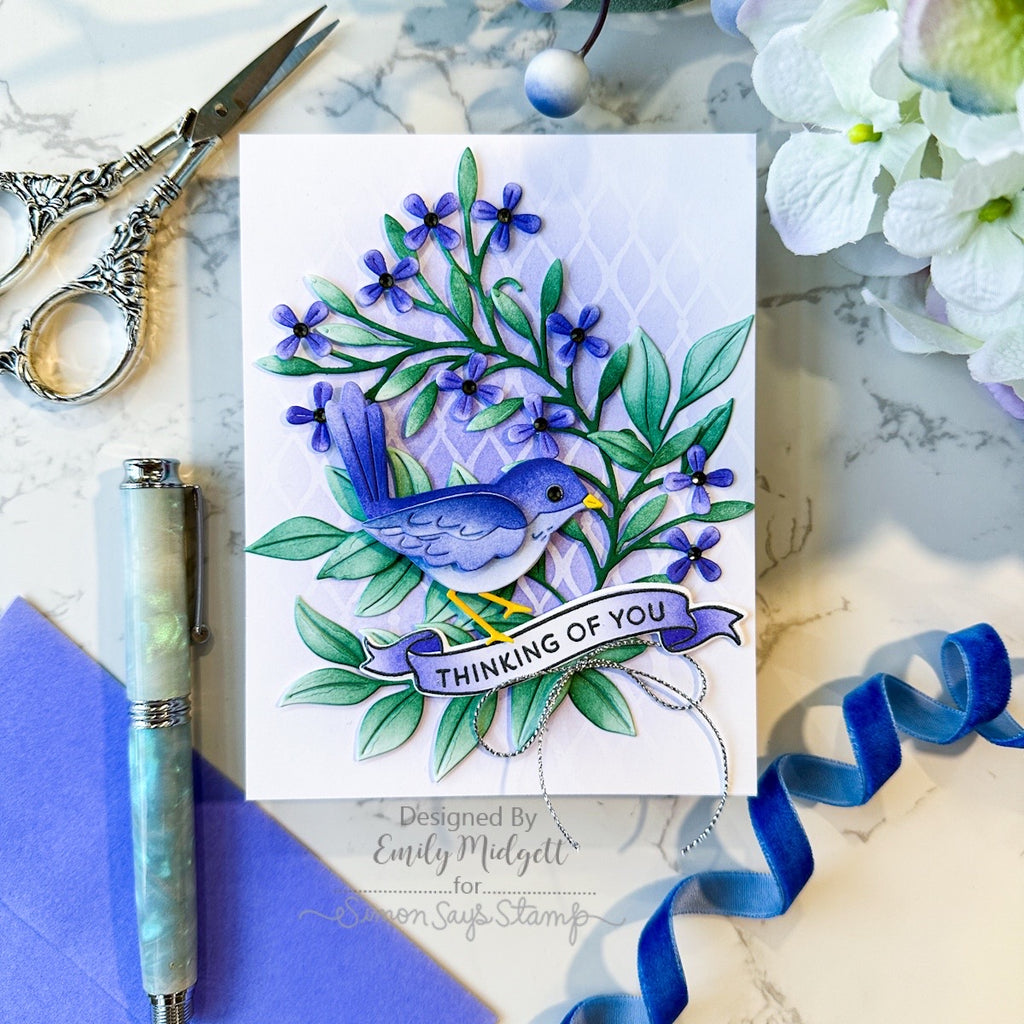 Simon Says Stamp Dainty Floral Vine Wafer Dies s1011 Moments in Time Thinking of You Card | color-code:ALT05