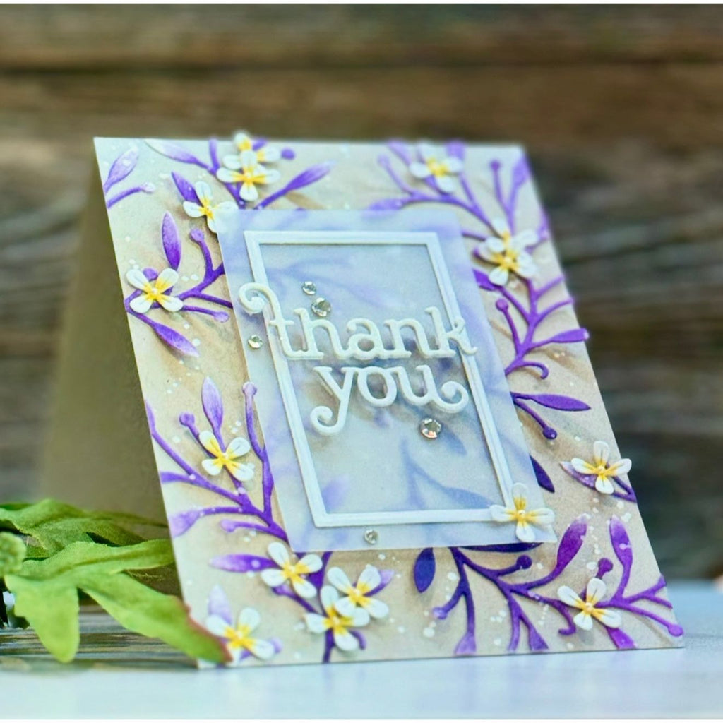 Simon Says Stamp Dainty Floral Vine Wafer Dies s1011 Moments in Time Thank You Card