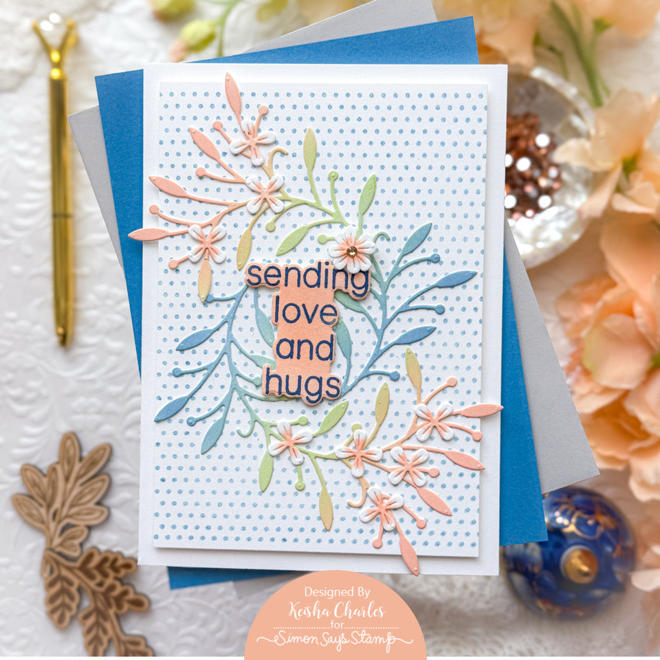 Simon Says Stamp Dainty Floral Vine Wafer Dies s1011 Moments in Time Love and Hugs Card | color-code:ALT04