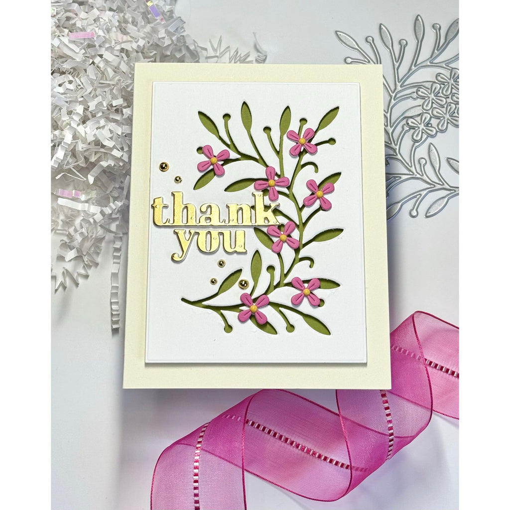 Simon Says Stamp Dainty Floral Vine Wafer Dies s1011 Moments in Time Thank You Card