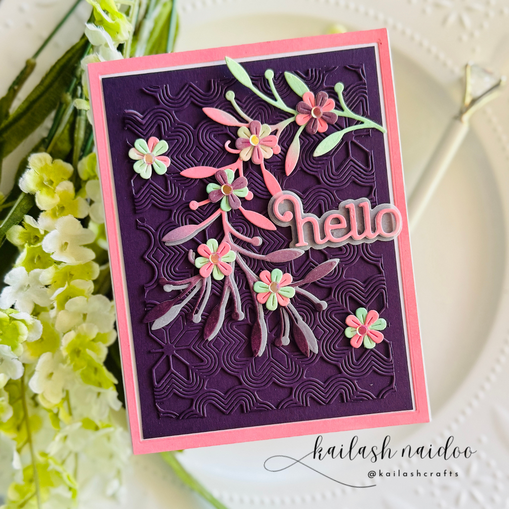Simon Says Stamp Dainty Floral Vine Wafer Dies s1011 Moments in Time Hello Card