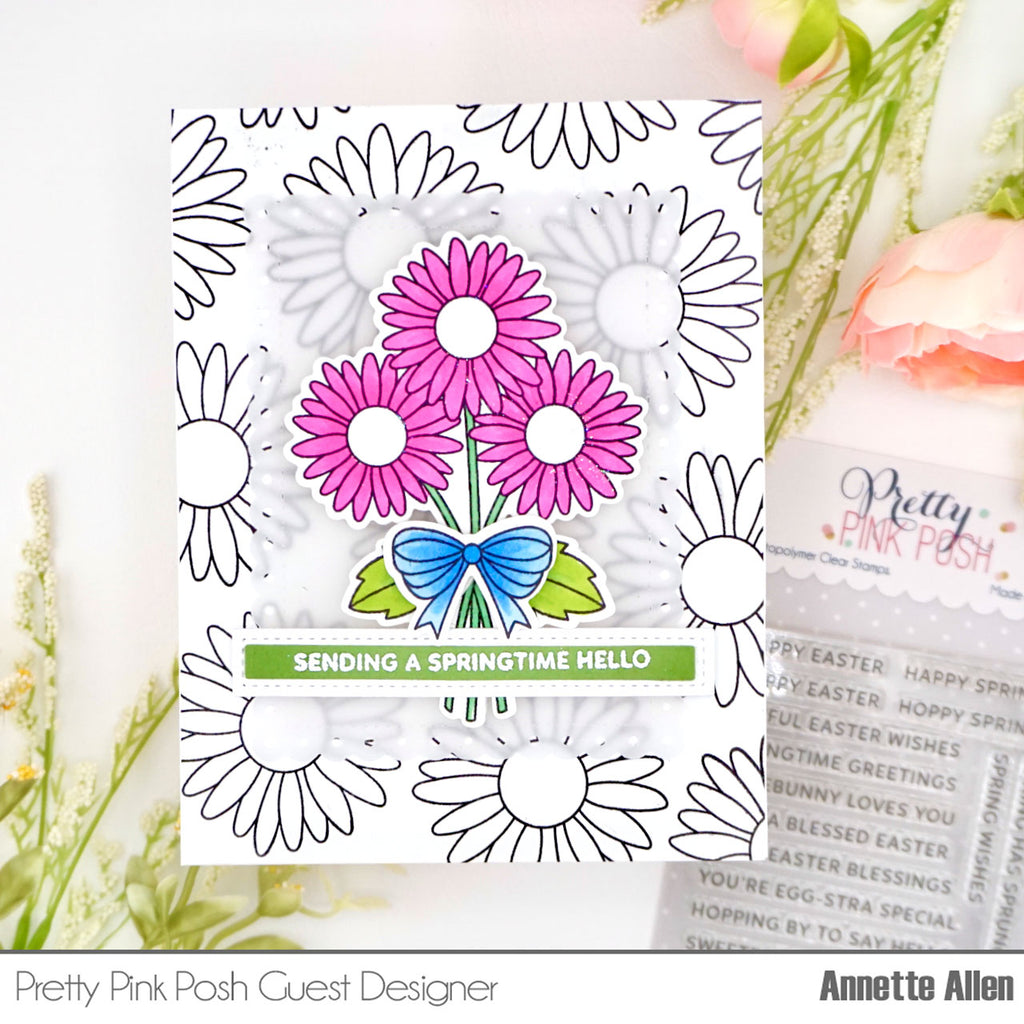 Pretty Pink Posh Daisies Clear Stamps hello