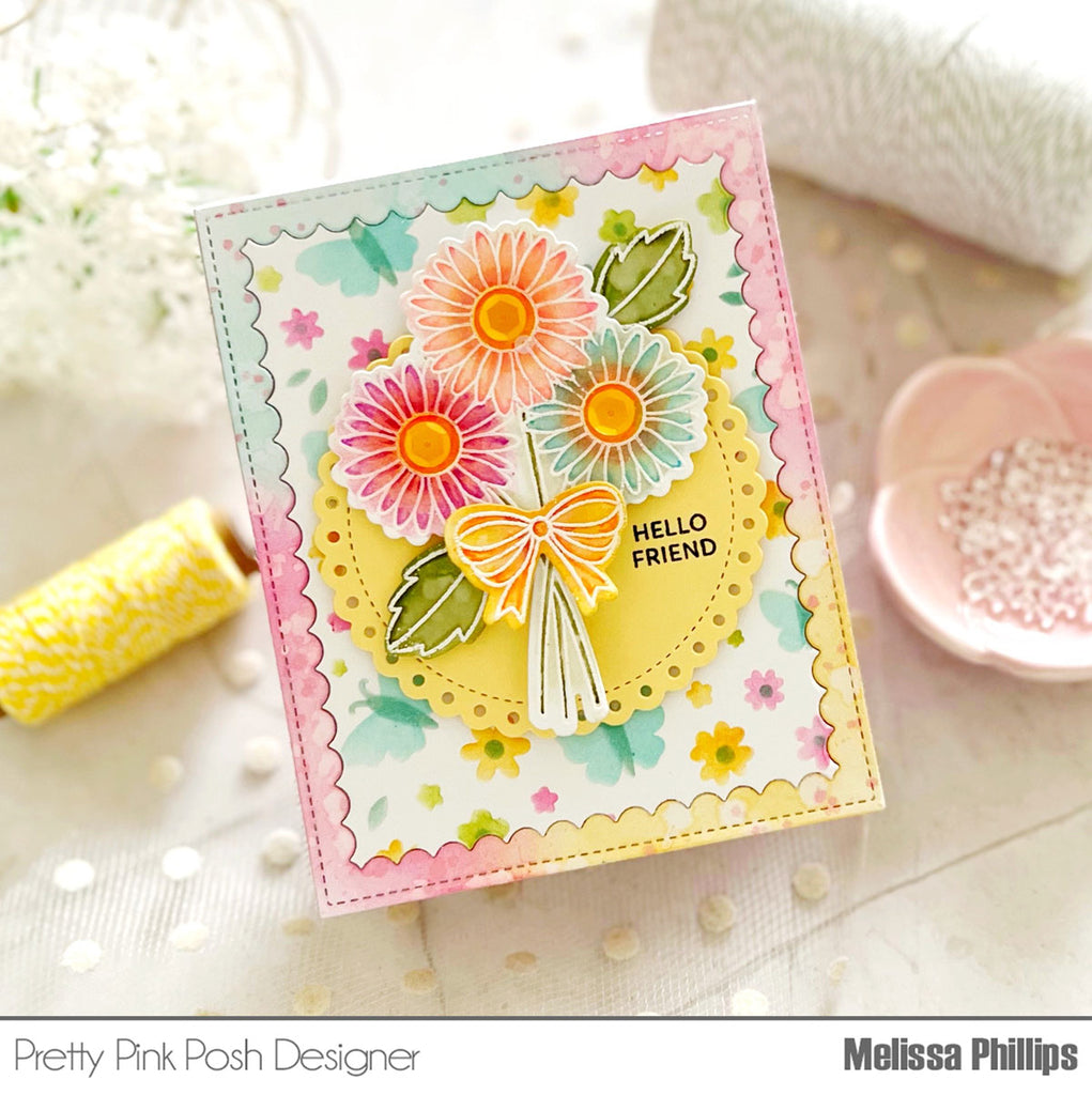 Pretty Pink Posh Daisies Clear Stamps hello friend
