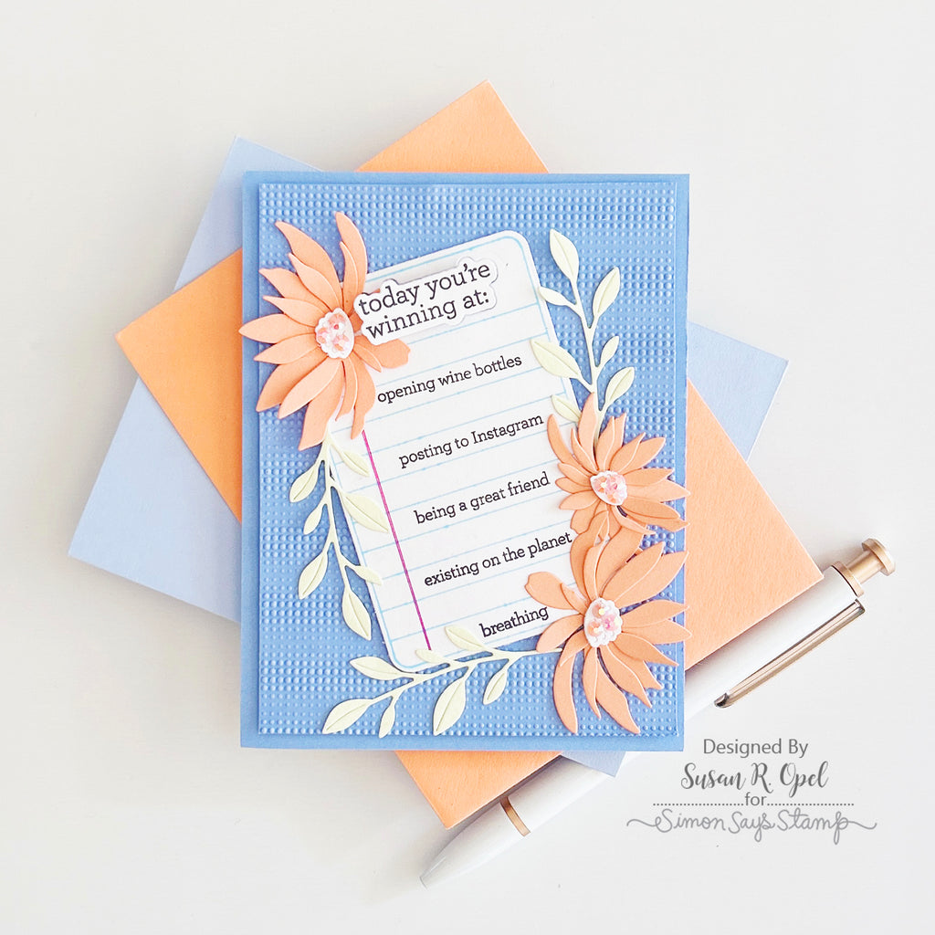 Simon Says Stamp Daisy Heads Dies s853 Just A Note Encouragement Card