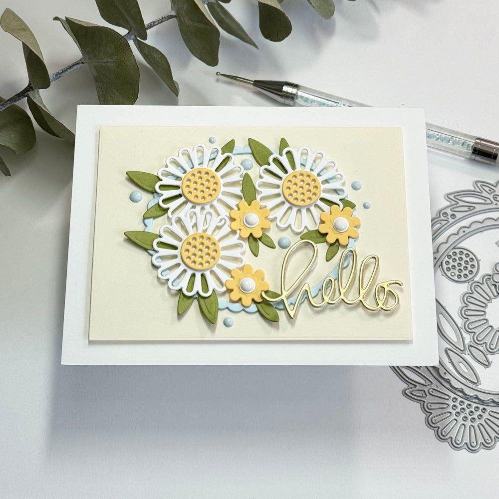 Simon Says Stamp Daisy Oval Frame Wafer Dies 1070sd Celebrate Hello Card