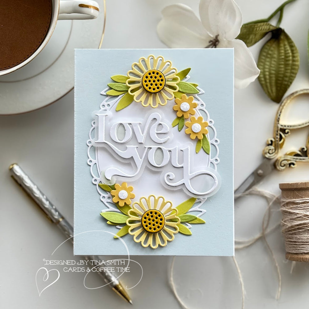 Simon Says Stamp Daisy Oval Frame Wafer Dies 1070sd Celebrate Love You Card | color-code:ALT01