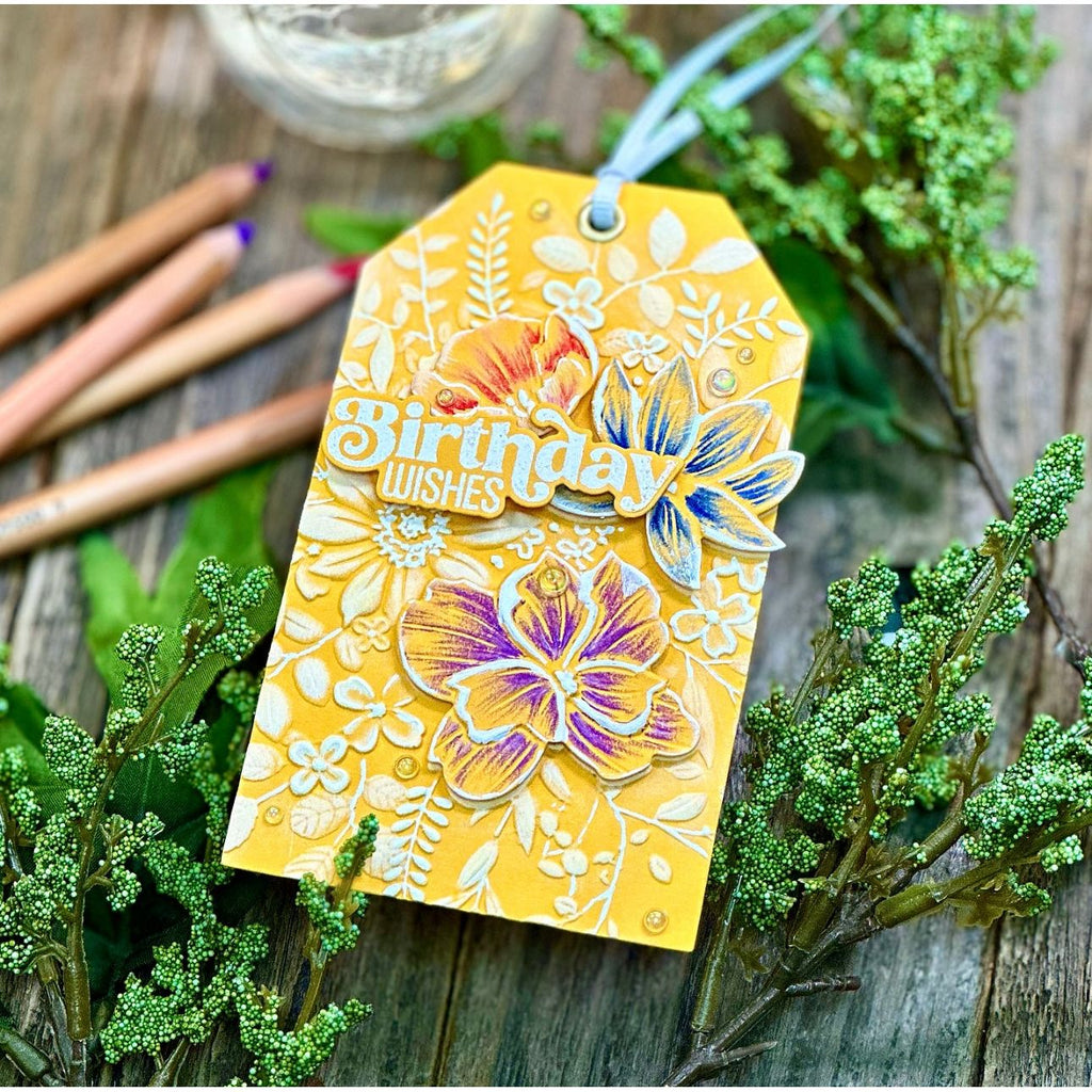 Simon Says Stamp Embossing Folder And Dies Darcy Bouquet sfd318 Just A Note Birthday Tag