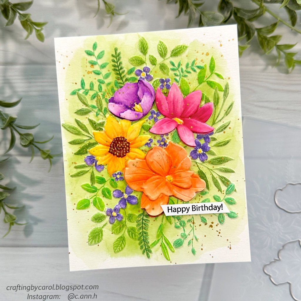 Simon Says Stamp Embossing Folder And Dies Darcy Bouquet sfd318 Just A Note Birthday  Card | color-code:ALT01