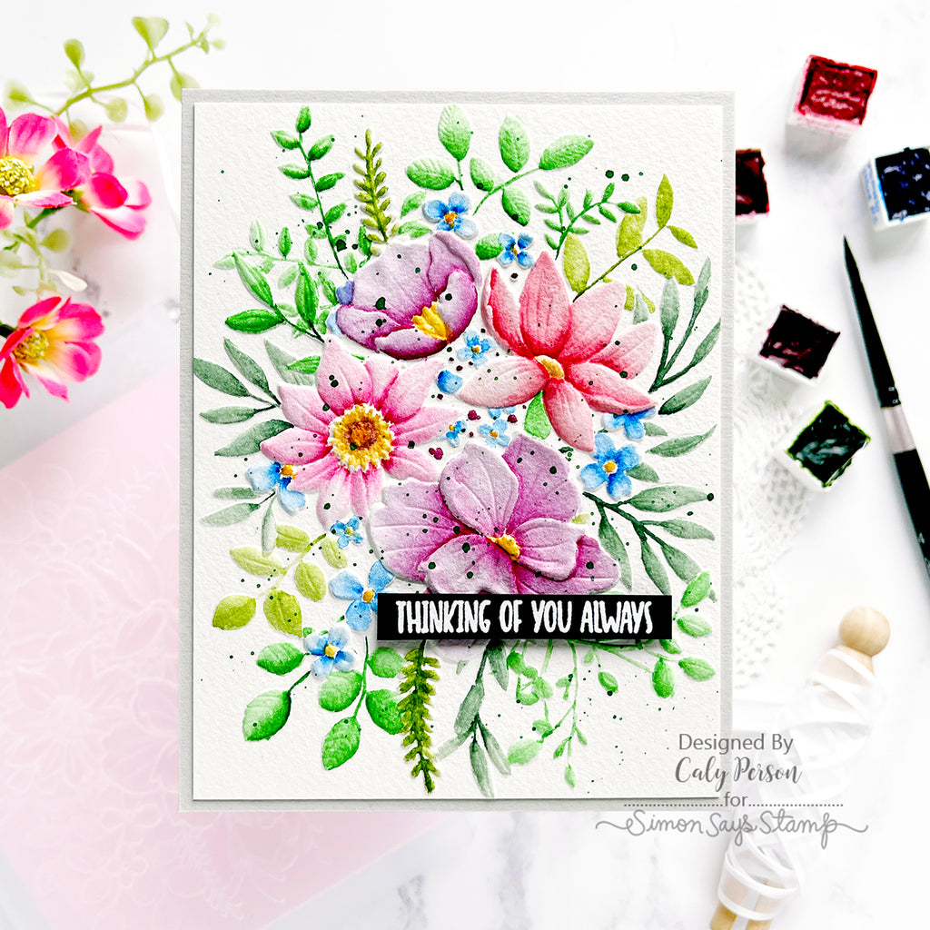 Simon Says Stamp Embossing Folder And Dies Darcy Bouquet sfd318 Just A Note Thinking of You Card | color-code:ALT05