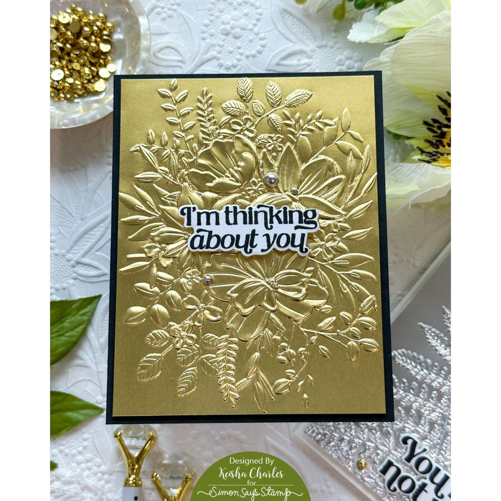 Simon Says Stamp Embossing Folder And Dies Darcy Bouquet sfd318 Just A Note Thinking of You Card | color-code:ALT04