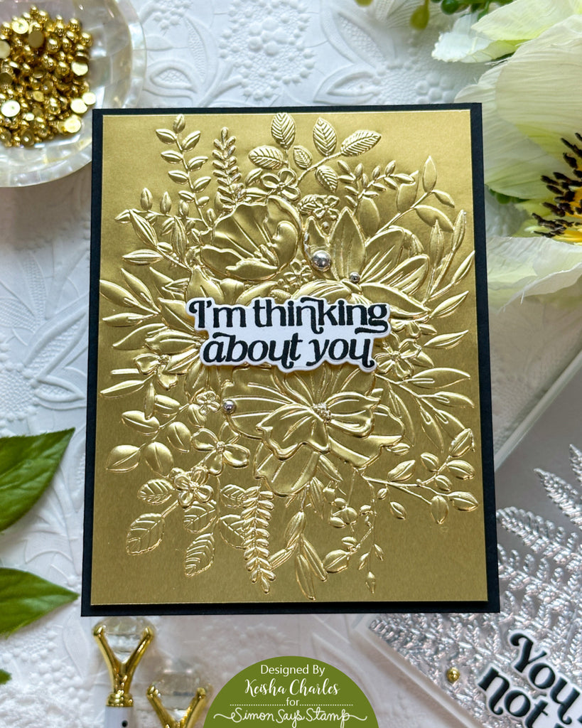 Simon Says Stamp Embossing Folder And Dies Darcy Bouquet sfd318 Just A Note Thinking of You Card | color-code:ALT04