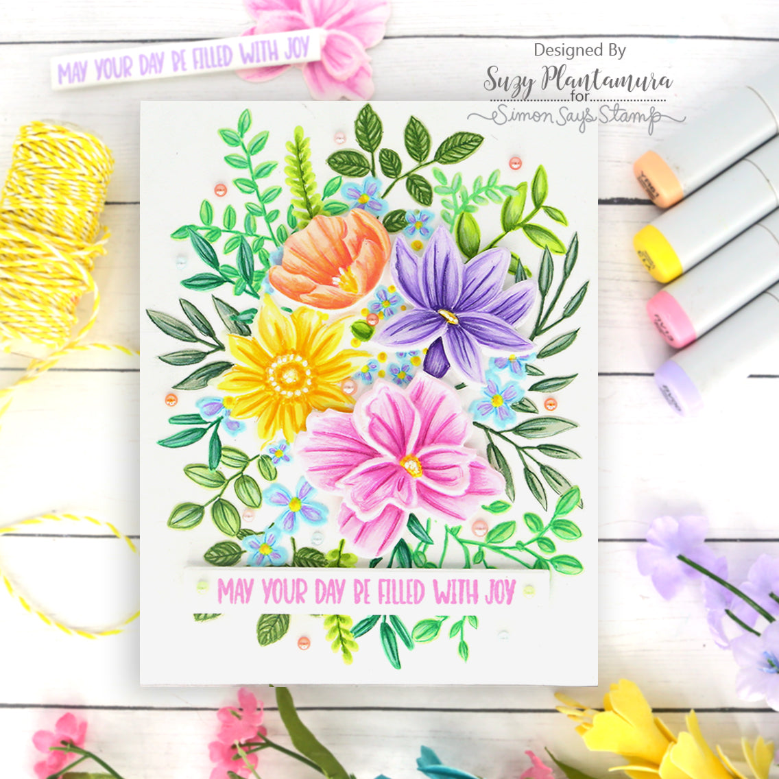 Simon Says Stamp Embossing Folder And Dies Darcy Bouquet sfd318 Just A Note Encouragement Card | color-code:ALT03
