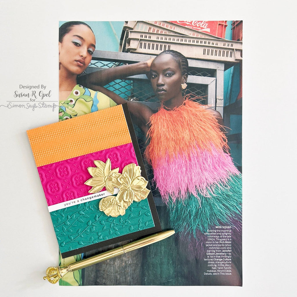 Simon Says Stamp Embossing Folder And Dies Darcy Bouquet sfd318 Just A Note Fashion-Inspired Card