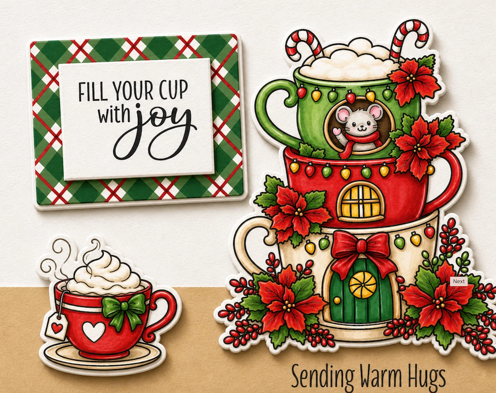 Dare 2B Artzy Cozy Up Teacups Die Set d307 filled cup