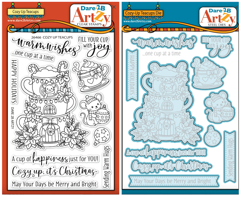 Dare 2B Artzy Cozy Up Teacups Stamps and Dies Bundle