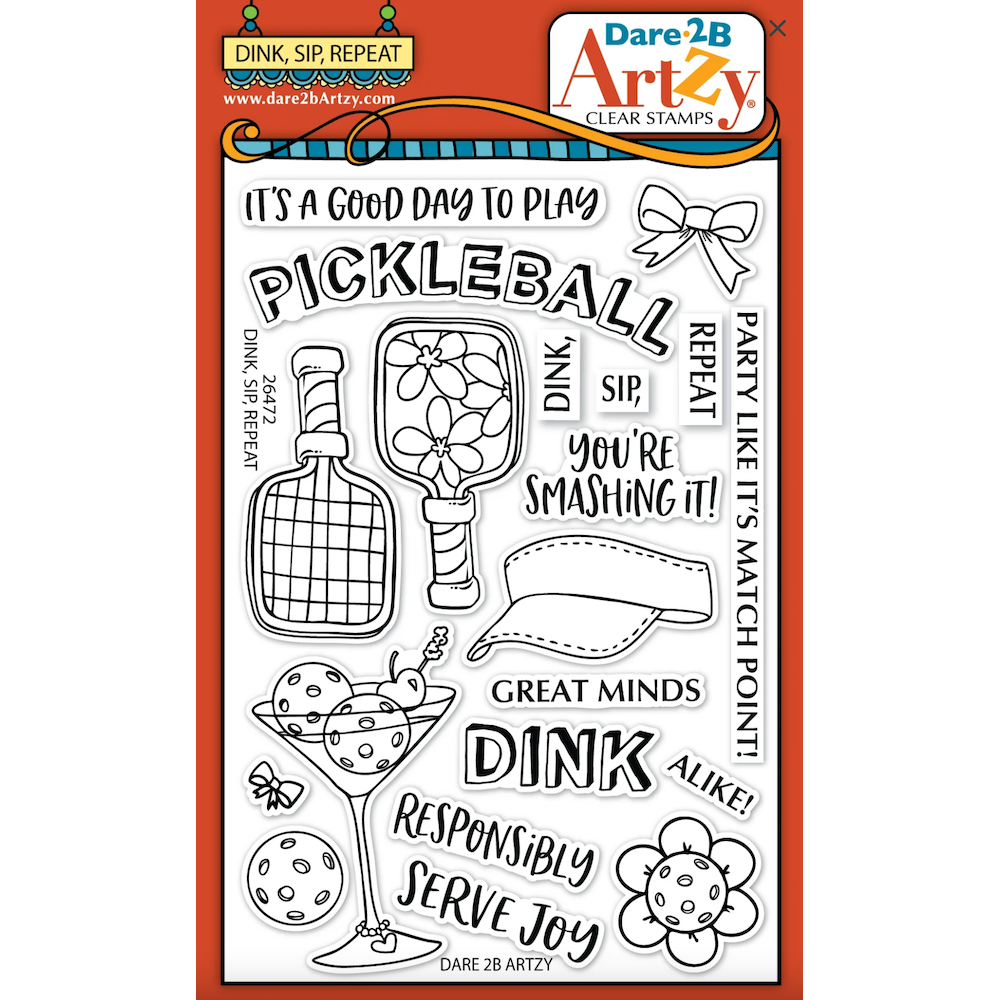 Dare 2B Artzy Dink Sip Repeat Clear Stamp Set 26472