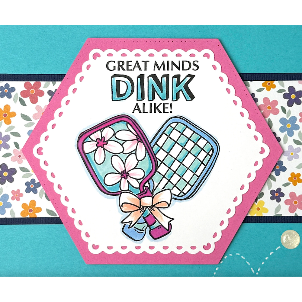 Dare 2B Artzy Dink Sip Repeat Clear Stamp Set 26472 pink racquet