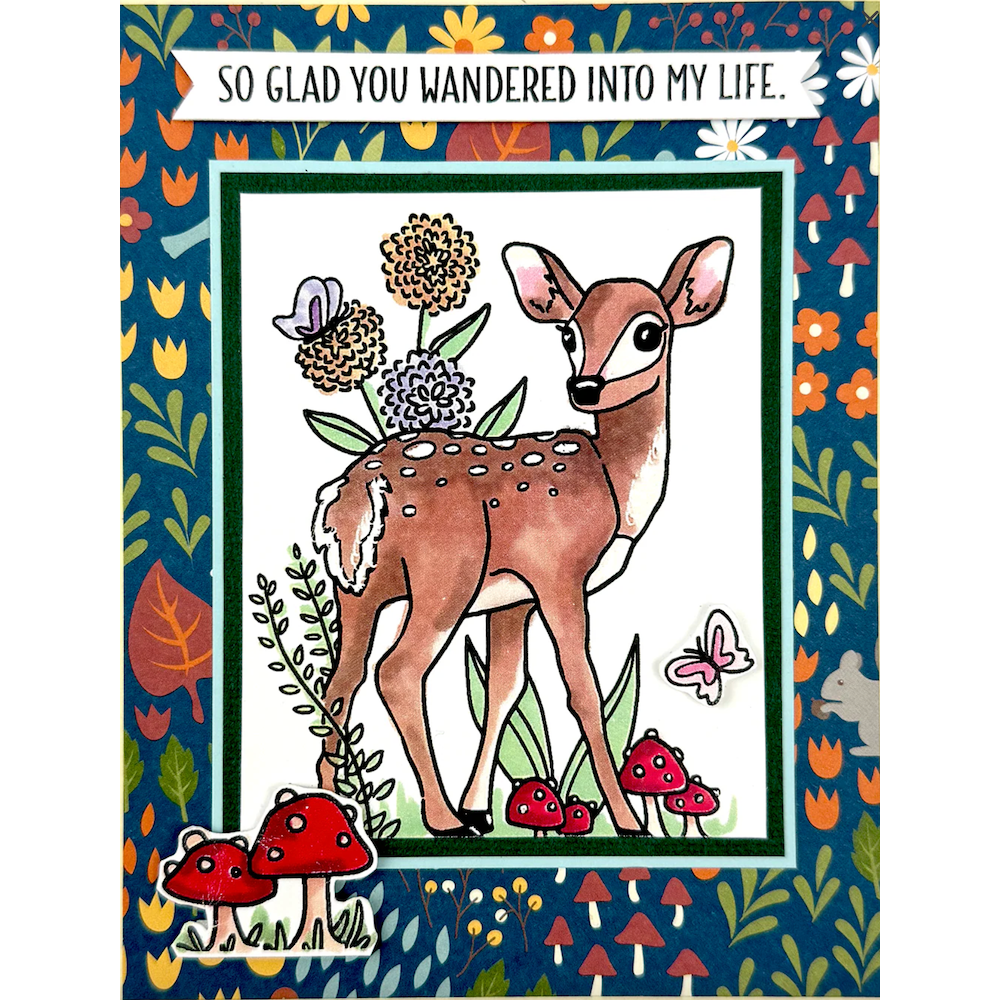Dare 2B Artzy Floral Fawn Clear Stamp Set 25441 deer