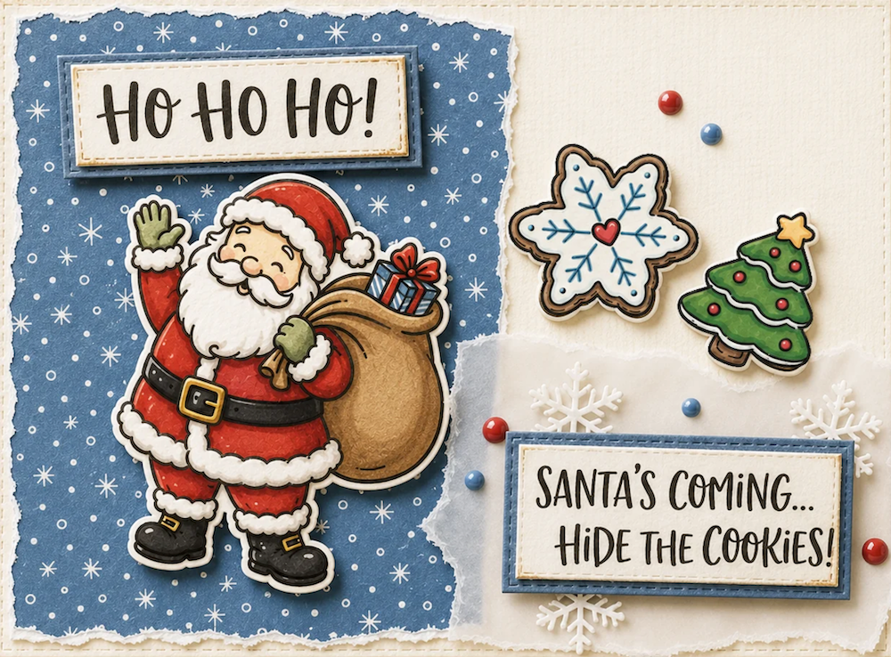 Dare 2B Artzy Hide the Cookies Clear Stamp Set 26470 ho ho ho