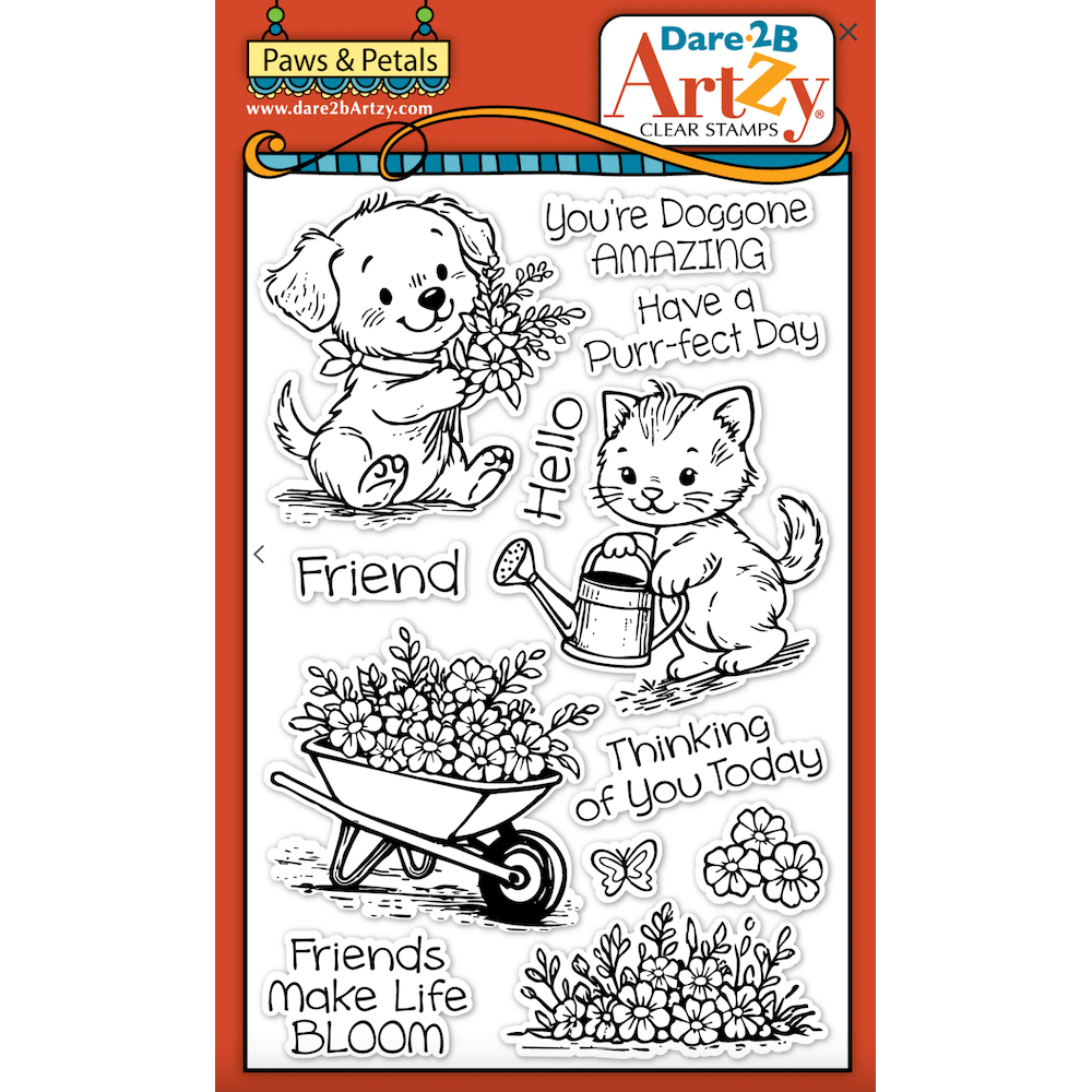 Dare 2B Artzy Paws & Petals Clear Stamp Set 26460