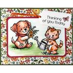 Dare 2B Artzy Paws & Petals Clear Stamp Set 26460 thinking of you today cat and dog