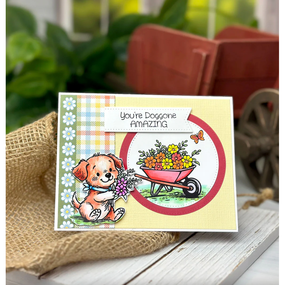 Dare 2B Artzy Paws & Petals Clear Stamp Set 26460 you're doggone amazing flowers
