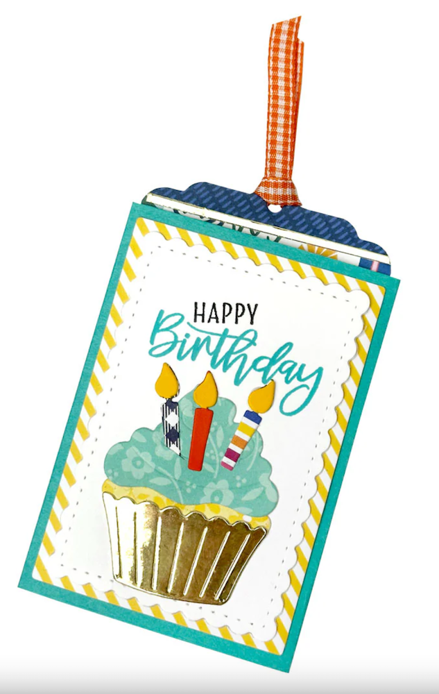 Dare 2B Artzy Pull & Reveal Gift Card Holder Die Set d285 happy birthday cupcake