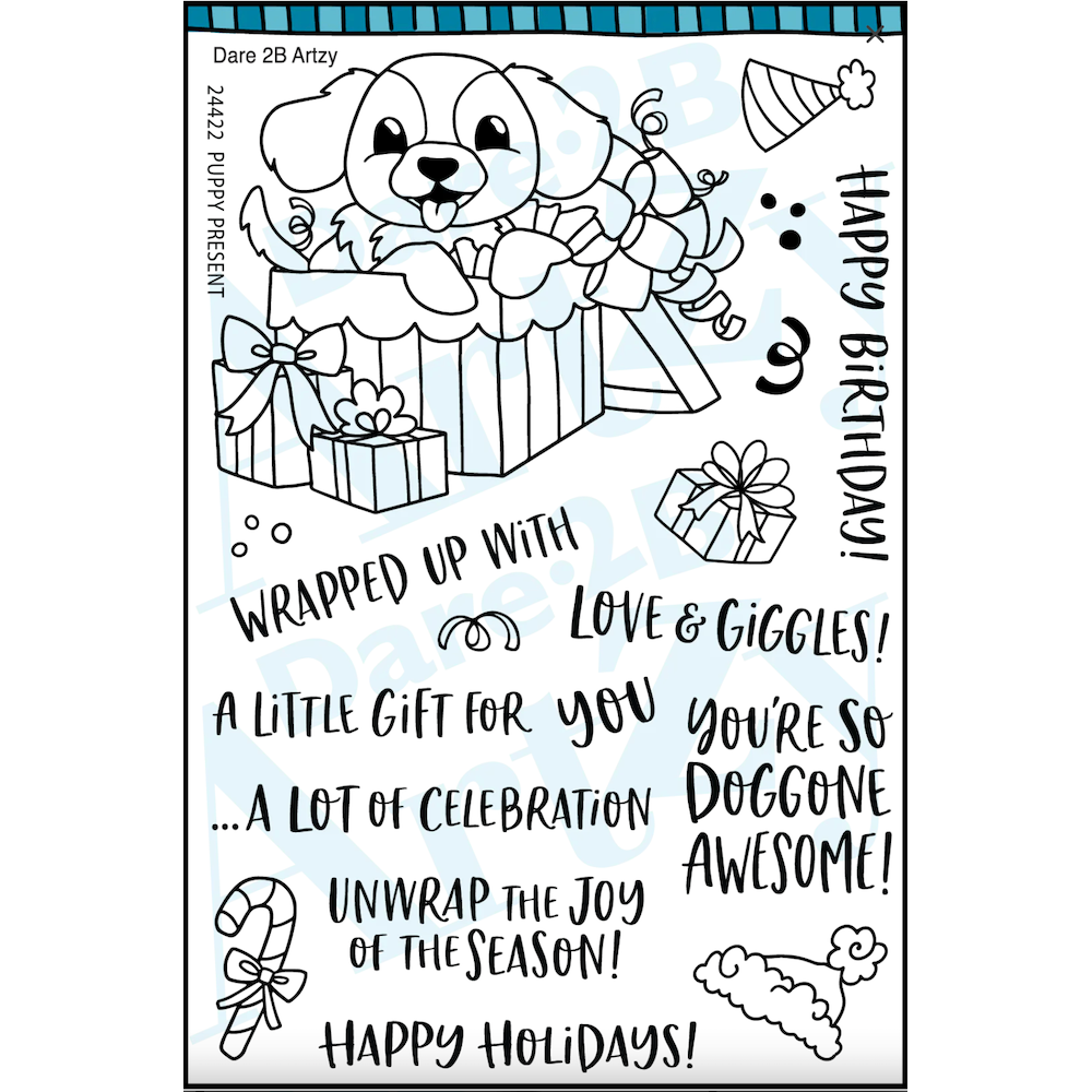 Dare 2B Artzy Puppy Present Clear Stamp Set 24422